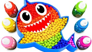 Satisfying Video | How To Make Rainbow Baby Shark Bathtub With Mixing Coloring Beads Cutting ASMR