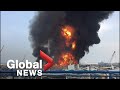 Fire erupts at Beirut port one month after deadly explosion