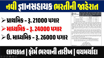 શિક્ષકોની નવી ભરતીની જાહેરાત 😍 Gyan Sahayak Bharti 2025 | STD 1 to 12 New Teacher Bharti | TET-TAT