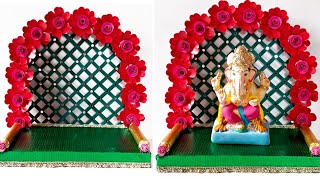 DIY Ganpati decoration Ideas with Paper cup / Easy Ganesh background wall decorations ideas at home