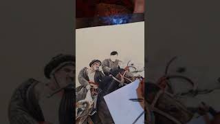 Drawing horse riding (Buzkashi)  afgh traditional sport, colored pencils & soft pastel. by Zalmai MP screenshot 3