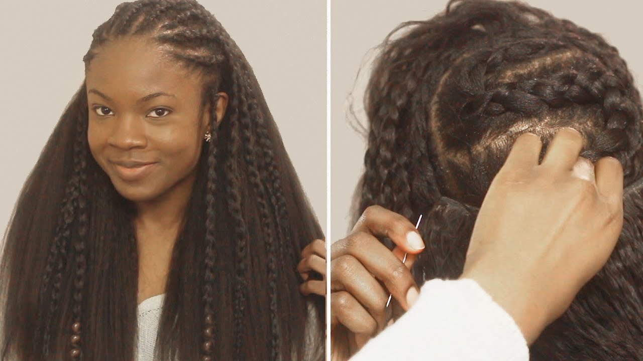 how to: fulani braids with sew in weave in back tutorial