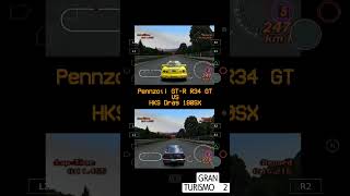 GT-R R34 Pennzoil vs Nissan 180SX HKS Drag - 1000m Machine Test | Gran Turismo 2 PS1