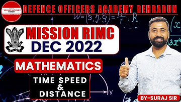 TIME SPEED & DISTANCE -2 | MISSION RIMC DEC 2022 | LIVE🔴| FOR ALL DEFENCE  ASPIRANTS #RIMC #DOA