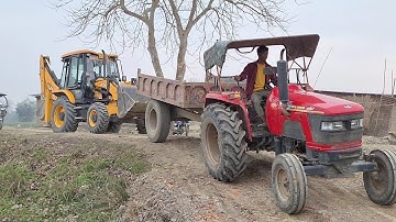 JCB 3dx eco working with Powertrac euro 50 !! Eicher 380 !! Sonalika !! Mahindra yuvo