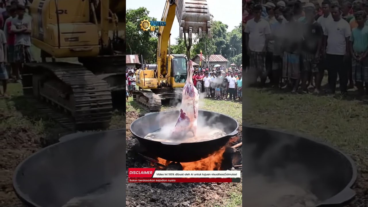 Masak Sapi Utuh Pakai Eskavator! Kuali Raksasa Sampai Nggak Muat! - Karya AI