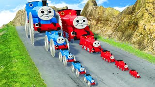 Big & Small: Thomas the Train with Monster Saw Wheels vs James the Red Engine vs DOWN OF DEATHBeamNG screenshot 5