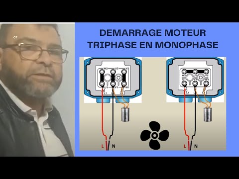 Video N°253 COMMENT BRANCHER LES CONDENSATEURS POUR DEMARRER MOTEUR TRIPHASE EN MONOPHASE