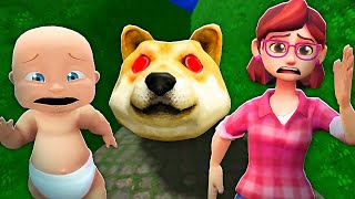 Baby & Mommy Escape Doge Head!