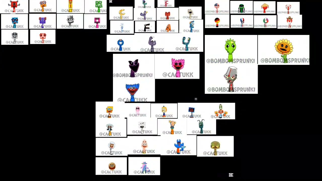 PVZ Poppy Playtime Numberblocks Countries and Alphabet Lore Spongebob Squarepants (Sprunki OC) 
