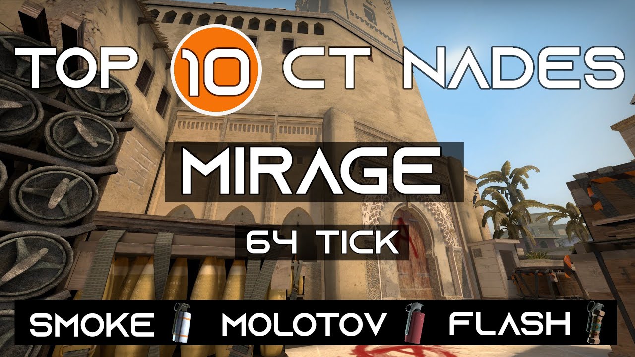 Top 10 Nades Mirage CT Side [64 Tick] - Smokes, Molotovs, Flashes, Timestamps, GIFS [2020]