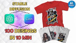 100 T-Shirt Print Designs in 10 Minutes Using AI (Stable Diffusion Tutorial)