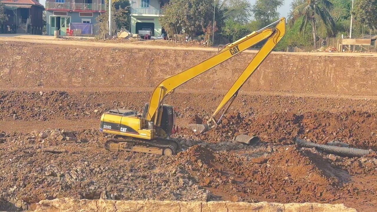 Part3_ CAT 320D Excavator Digging Along the Canal | Powerful Earthmoving Machine in Action #xcavator