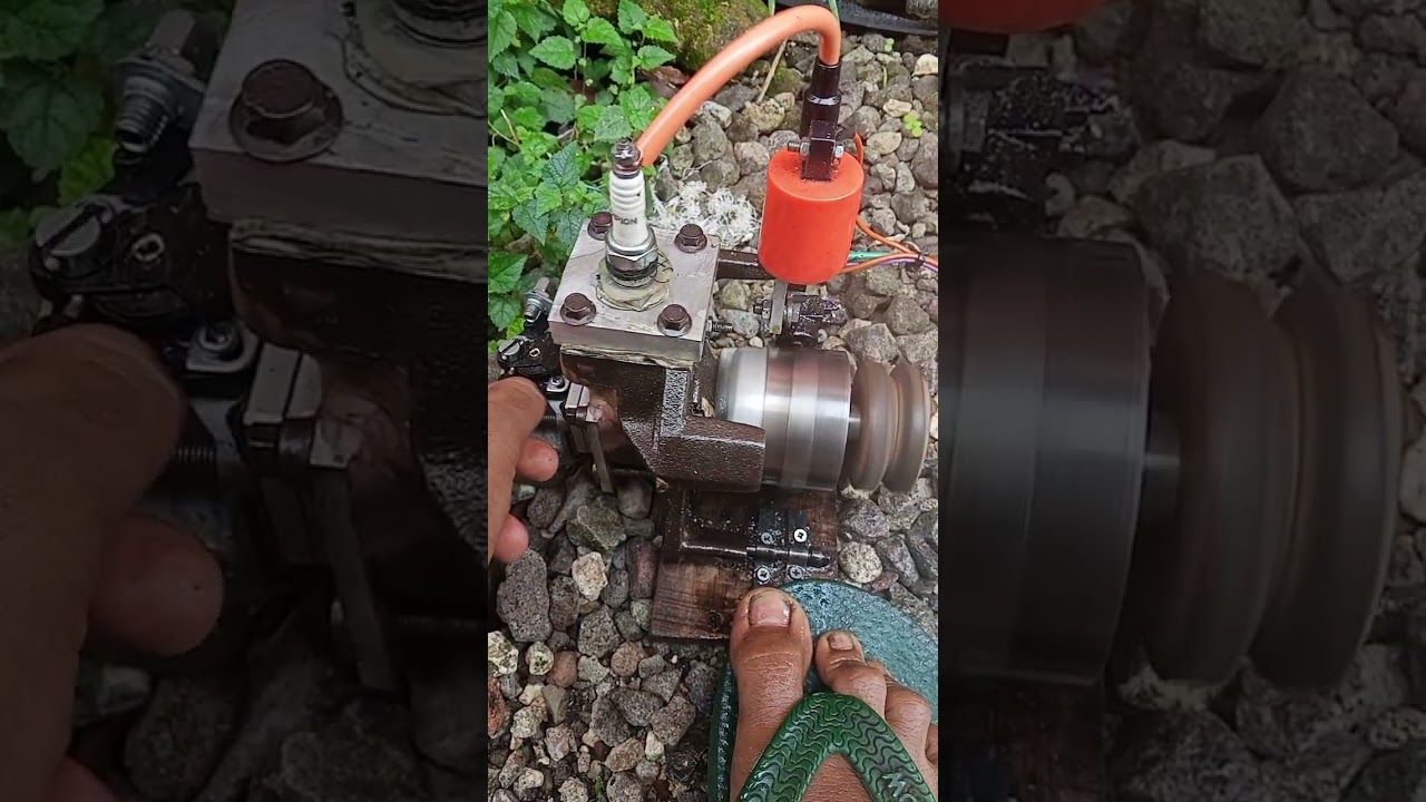 Mesin 2 tak 7cc  dari kompresor kulkas bekas 