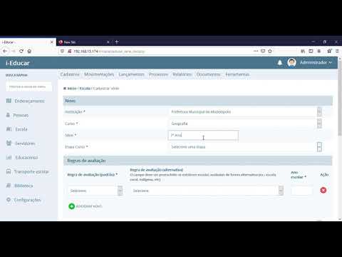 I-educar - 23   Cadastrar Ano Escolar