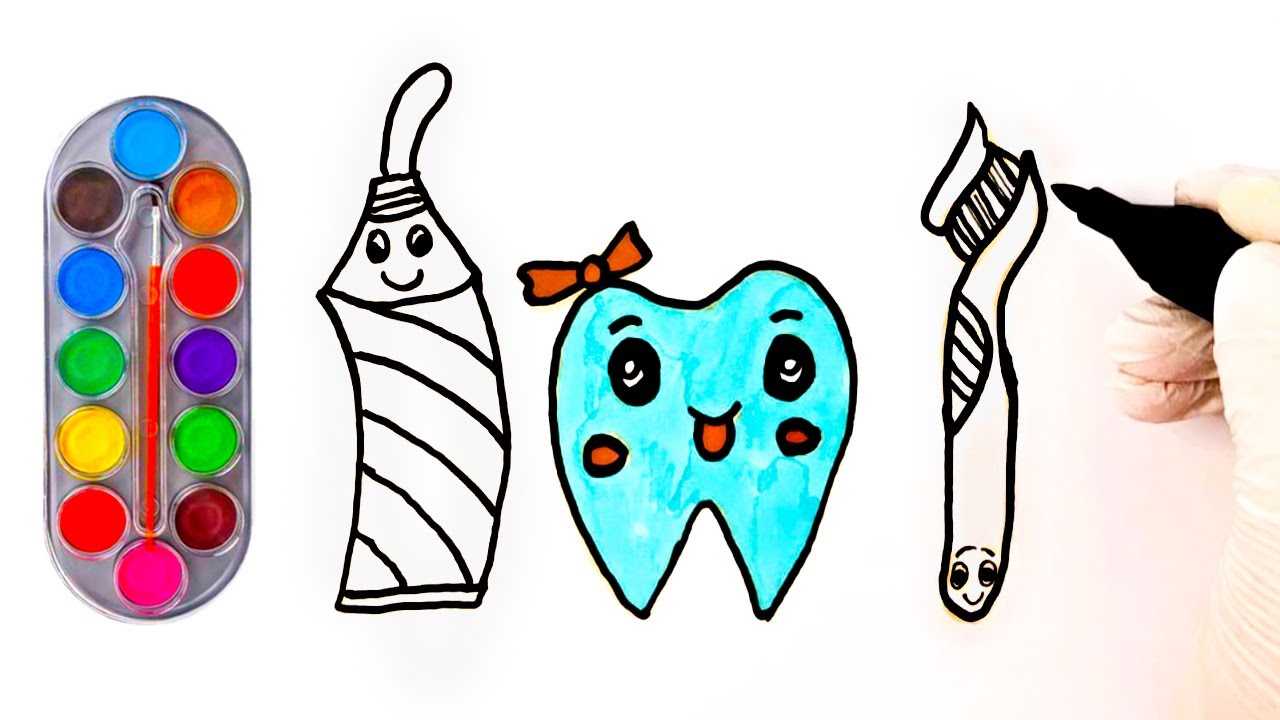 Let’s Draw a Happy cute tooth | Fun Coloring for Kids and Toddlers #14