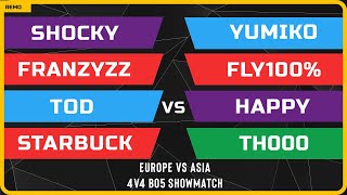 WC3 - 4v4 Showmatch EU vs Asia - Tod, Starbuck, Franzyzz & Shocky vs Happy, TH000, Fly100% & Yumiko