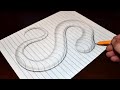 How to Draw a 3D Snake | Trick Art Optical Illusion