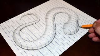 how to draw a 3d snake trick art optical illusion