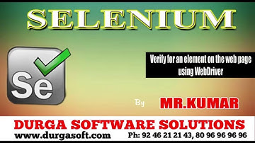 Selenium || Selenium Verify for an element on the web page using WebDriver