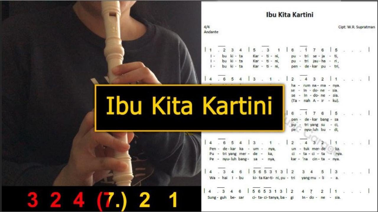 Tutorial (WEIISO) Lagu Ibu Kita Kartini (Recorder dengan Si Rendah/7 Rendah)-Lagu Nasional Indonesia
