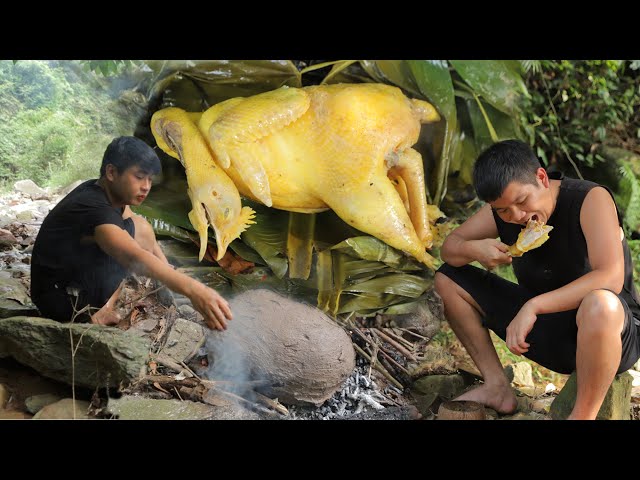 Primitive Technology - MUD CHICKEN MAKING - Ancient Cooking- Survival Skills Cooking HAN Channel class=