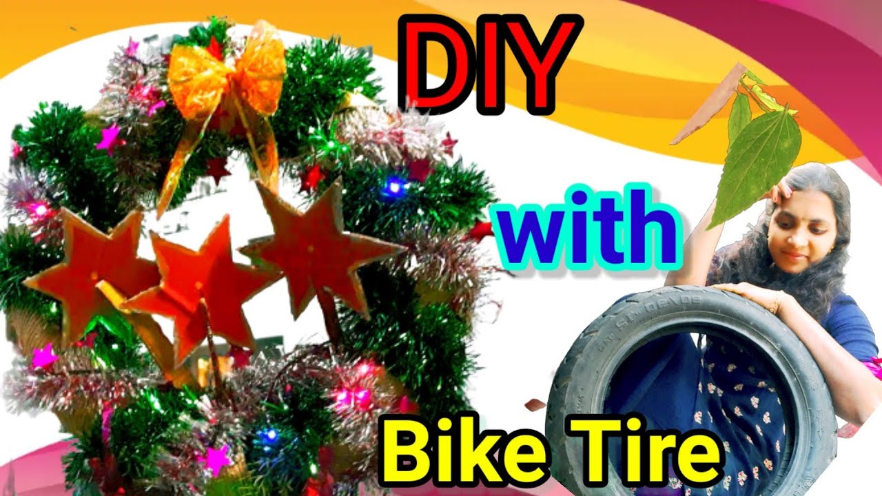 Christmas 🎄 Spl DIY with Bike Tire||Easy Decoration idea for Christmas 🎄||By Sakhi