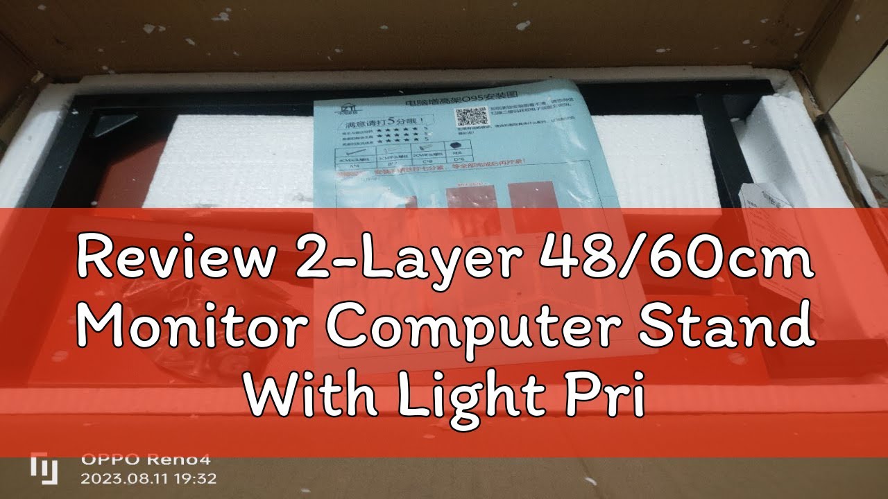 Review 2-Layer 48/60cm Monitor Computer Stand With Light Printer/Laptop ...
