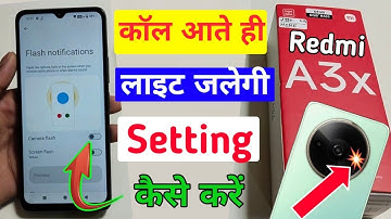 Redmi A3x me incoming call flashlight settings kaise on kare / flashlight settings redmi A3x me