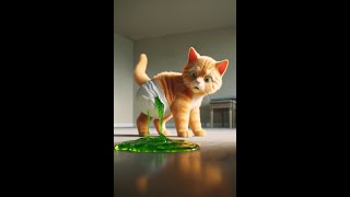 Kitten has a slime in her diaper?! 🙀 The Ginger Kitten by YayTime! #shorts#cat #kitten #cute