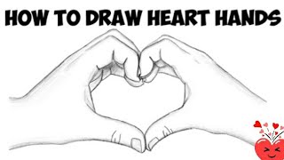 رسم سهل \ رسم يدين على شكل قلب \ رسم قلب باليدين  \ تعليم الرسم للمبتدئين \ رسومات سهله بالرصاص
