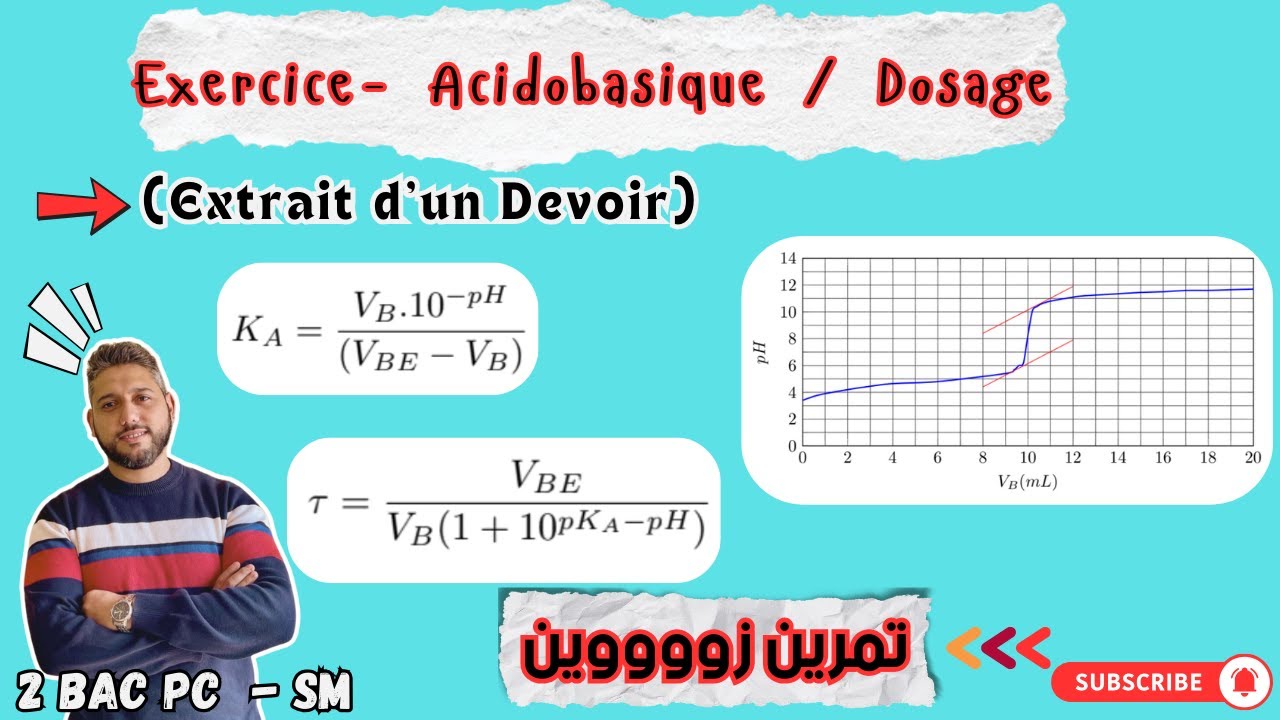 Exercice ZeWiiin - Acido basique / Dosage - Extrait d'un devoir surveillé - 2 bac PC - Prof Mouslim