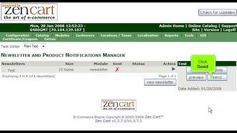 How to send out a newsletter in Zen Cart