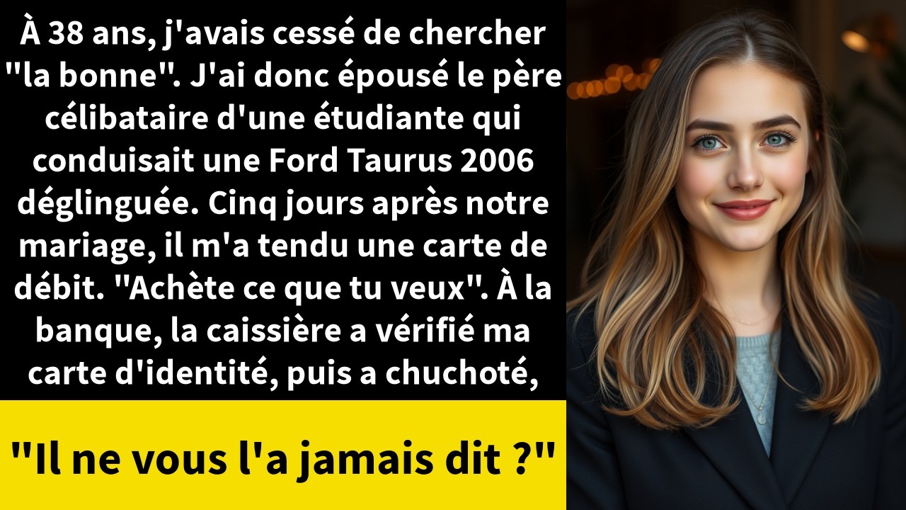 J'ai regardé la guichetière devenir blanche comme un linge. Elle a scanné ma carte, fixé son écran, puis s'est penchée vers moi en chuchotant : « Il ne vous l'a jamais dit, n'ait-ce pas ? » Je...