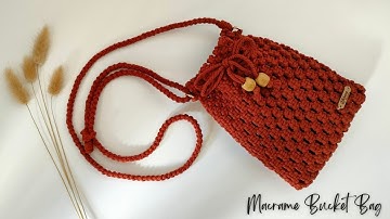 DIY Macrame Bucket Bag with Adjustable Strap ||  Macrame Bag Tutorial ||  Bolsa de Macramê