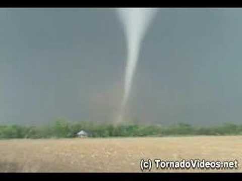 Rare, extreme tornado video from close range - bright white!
