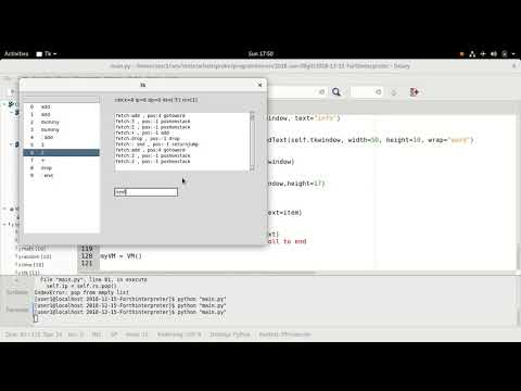 Forth Virtual machine interpreter written in Python/tkinter