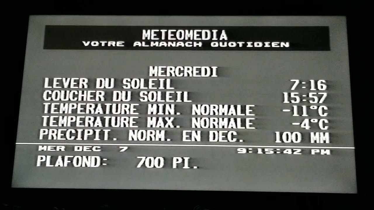 Météomédia Québec WeatherSTAR 3000 7 Décembre 2022 Prévisions Locale