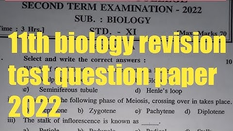 11th biology revision test question paper 2022