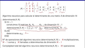 Vídeo P 4.1. Algoritmo recursivo para calcular el determinante de una matriz en C++