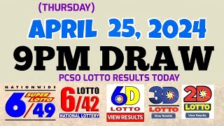 Lotto Result Today 9pm draw April 25, 2024 6\/49 6\/42 6D Swertres Ez2 PCSO#lotto