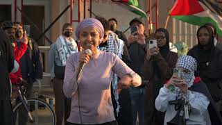 Congress Member Ilhan Omar speaks at U of MN Solidarity Encampment