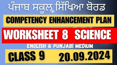 Class 9 SCIENCE Worksheet 8 solution 20.09.2024 english and punjabi medium #newszone39 #competency