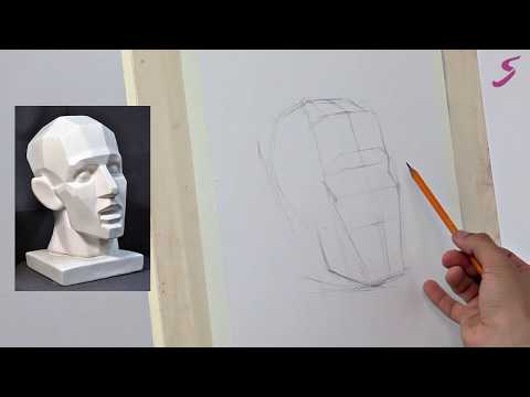 Онлайн урок по рисунку «Обрубовка Гудона» | Как нарисовать гипсовую голову поэтапно