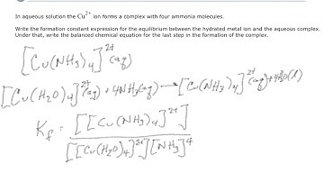 Aleks Writing a complex ion formation constant expression