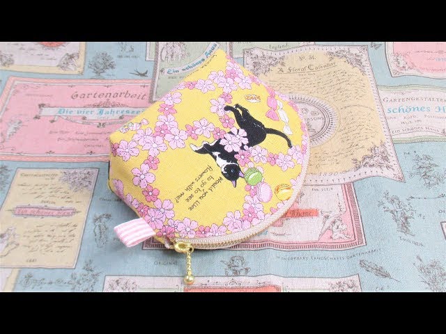 感謝価格　SALE nina レア生地　12cmファスナー シェル型ポーチ　人気 ☆Liberty バイカラーファスナーポーチキット ラベンダー [M便 1