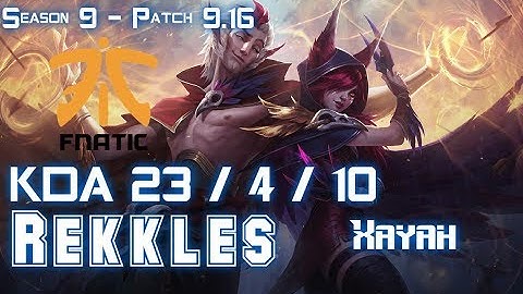 FNC Rekkles XAYAH vs LUCIAN ADC - Patch 9.16 EUW Ranked