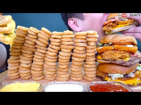 ASMR BURGERKING MEGA MONSTER X &amp;amp; <strong>ONION</strong> RING &amp;amp; CHEESE SAUCE 버거킹 메가몬스터X &amp;amp; 어니언링 먹방 <strong>REAL</strong> SOUND