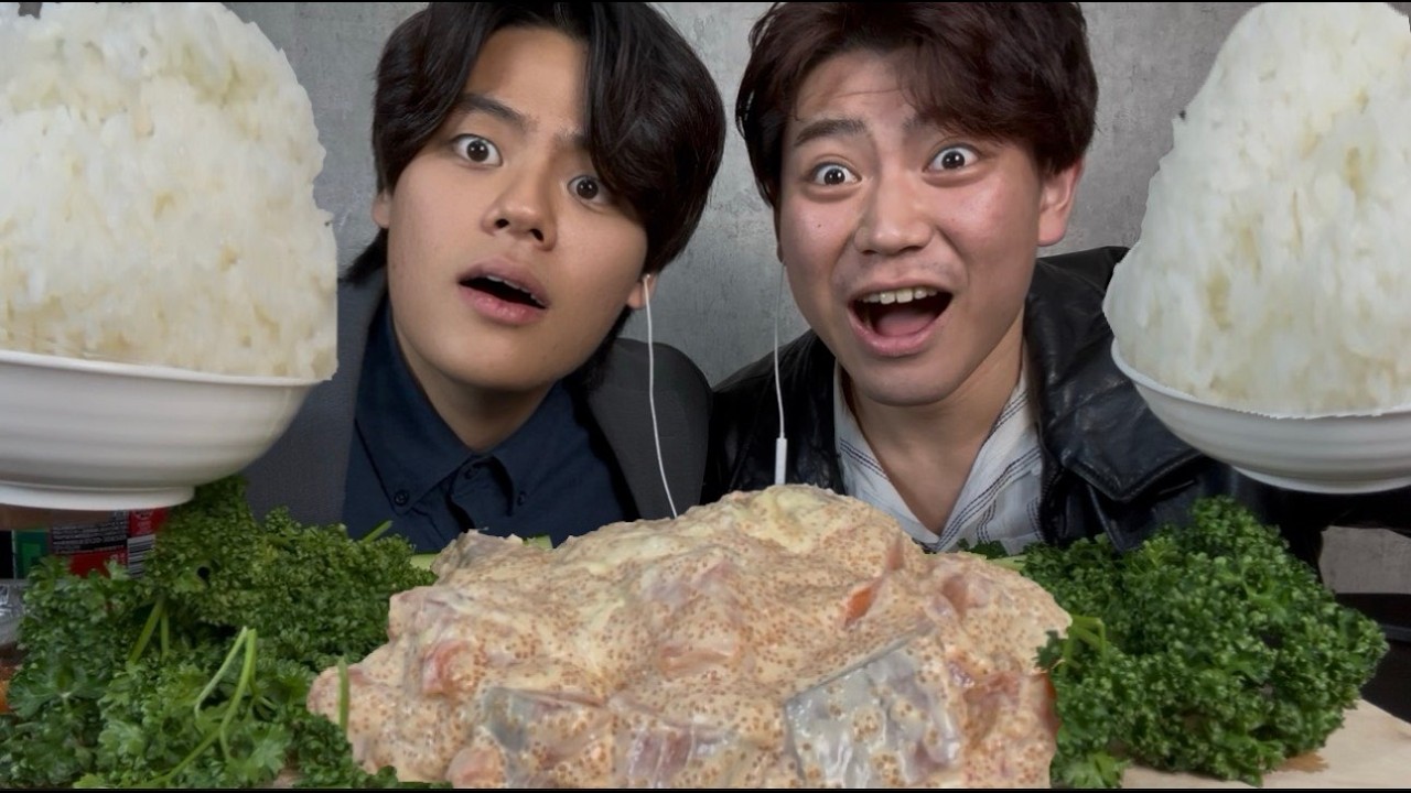 【ASMR】サーモンサラダを減量成功した友達に食わせたら太った