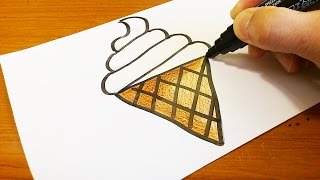 easy very draw paper drawing ice cream drawings soft cone sketch